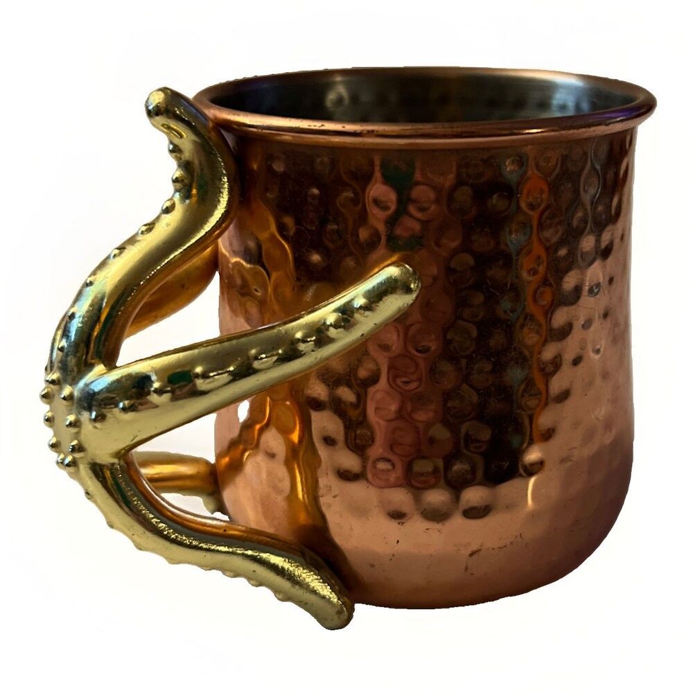 Gold Starfish Hammered Copper-Plated Moscow Mule Mug Nautical